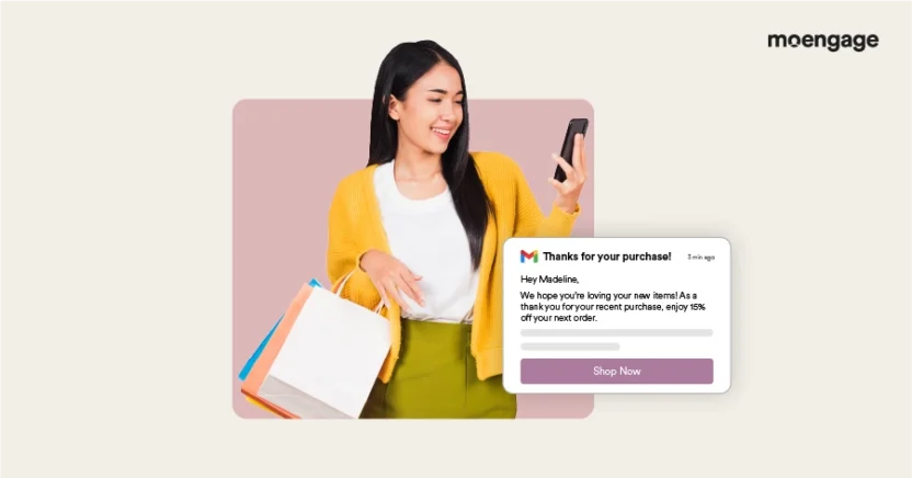 This image shows a customer receiving an email right on time