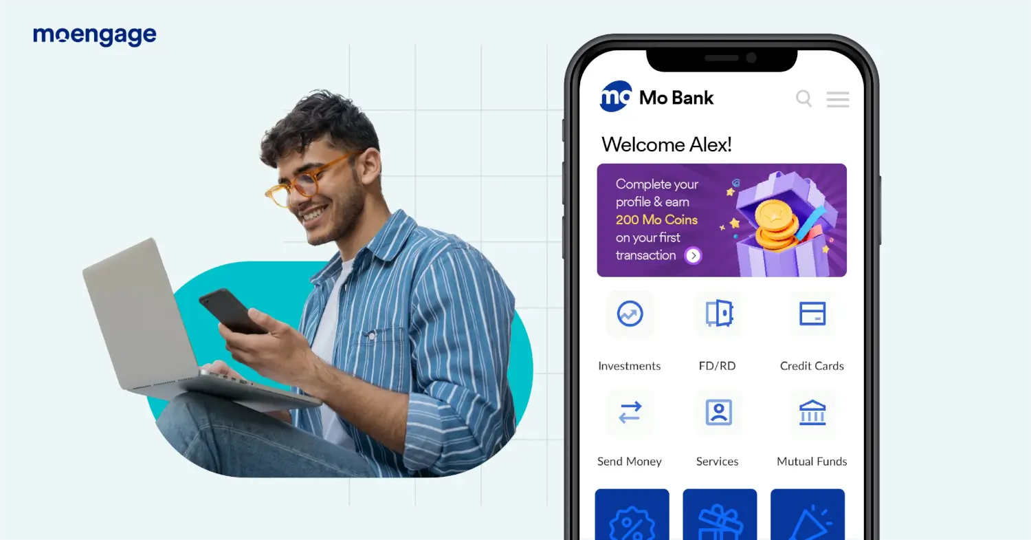 Nudge customers towards first purchase with website and app personalization with MoEngage for BFSI brands like banking and fintech
